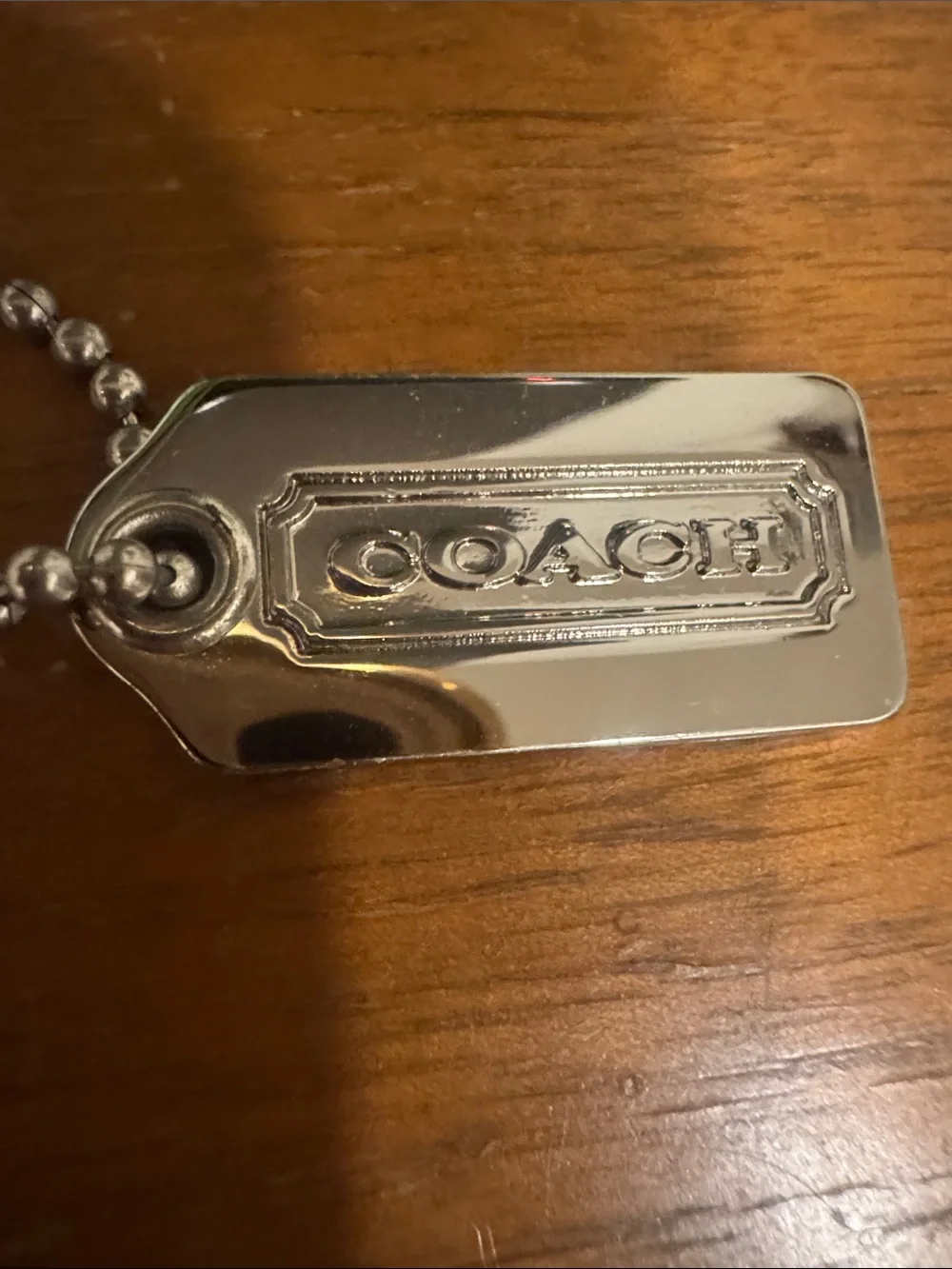 Coach Silver Metal Dog Tag Keychain